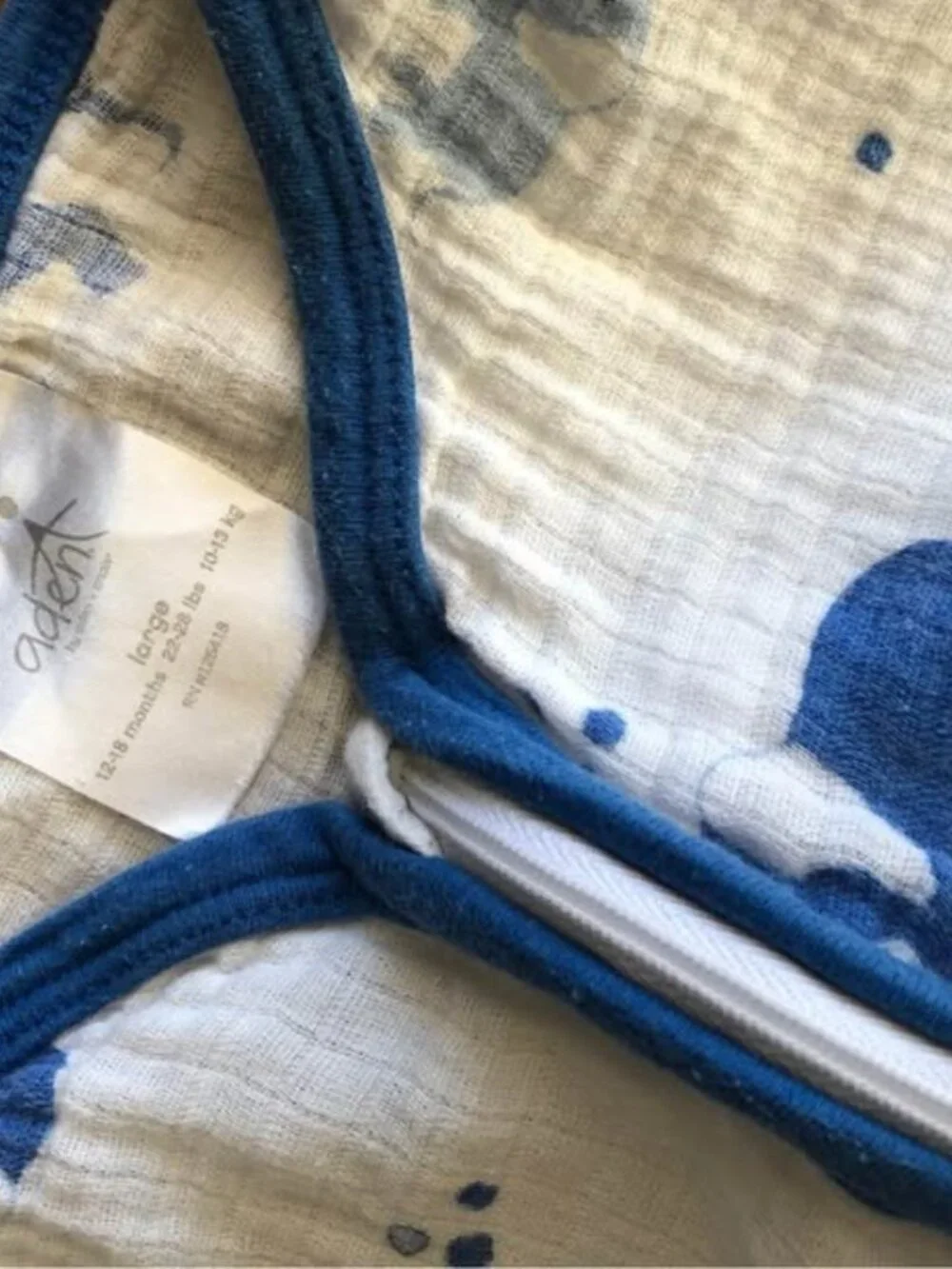 Aden Anais Muslin Sleep Sack Blue Elephants 12-18 Months